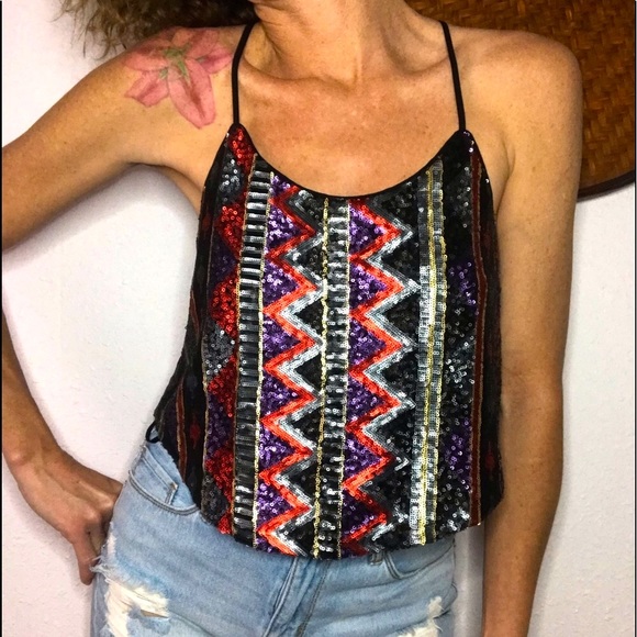 👑FOREVER 21 sequin summer boho top - Picture 2 of 7